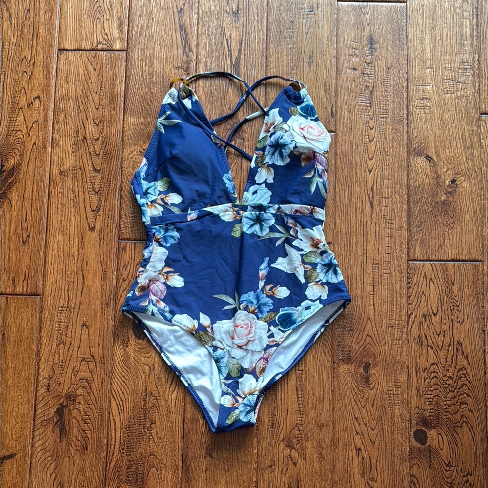 Cupshe Blue One Piece Swimsuit with Tie-Dye Pattern